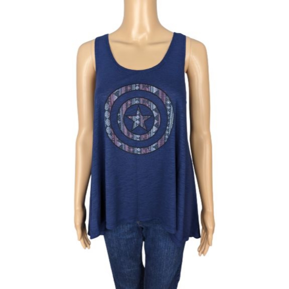 Marvel Captain American Drapey Burnout Tank M